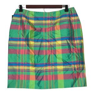 Vtg Lauren Ralph Lauren Skirt 6 Silk Plaid Mini 90s Y2K Colorful Mini Holiday